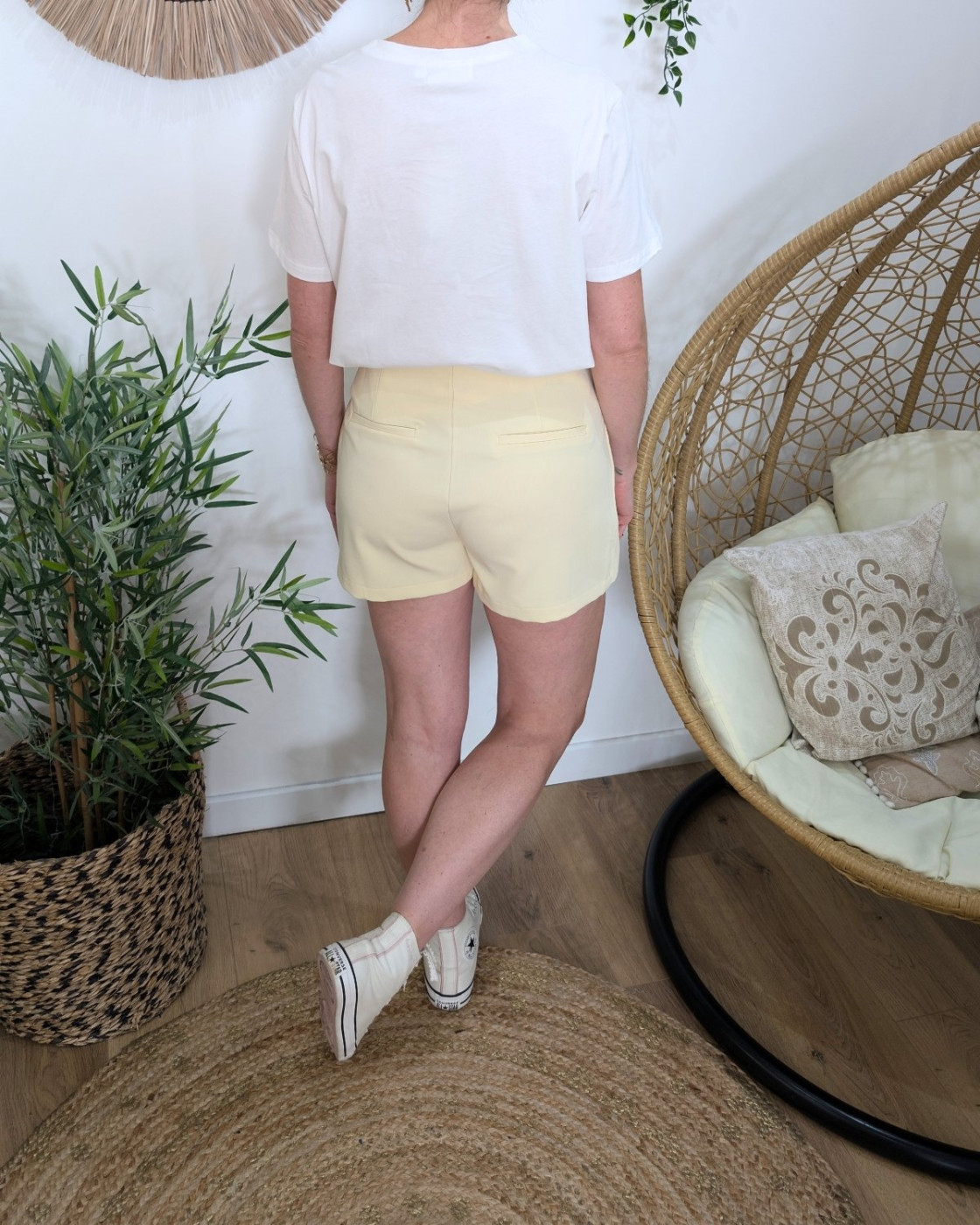 Jupe short femme jaune
