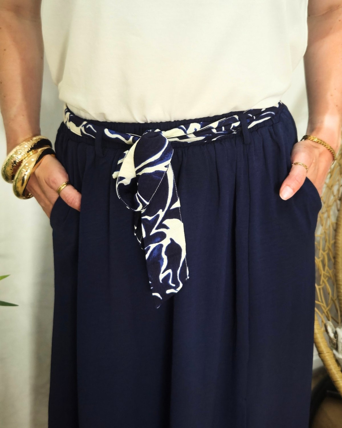 Jupe longue femme fluide Tuva marine