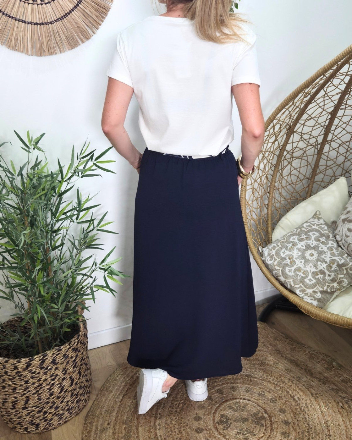 Jupe longue femme fluide Tuva marine