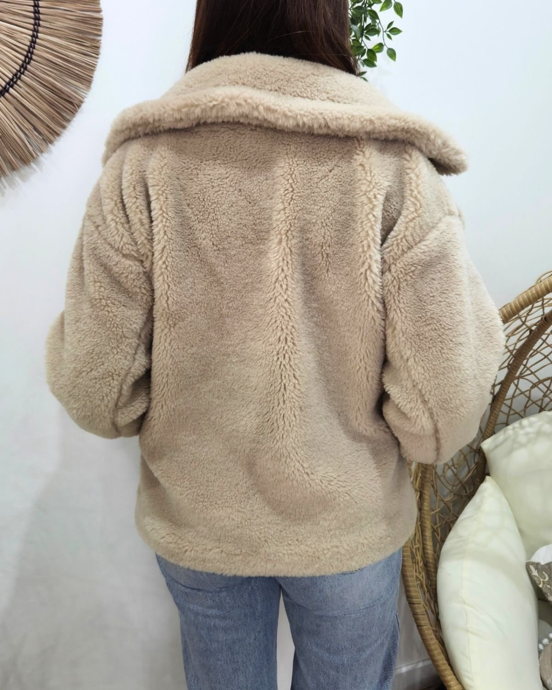 Manteau femme bouclettes beige Viola