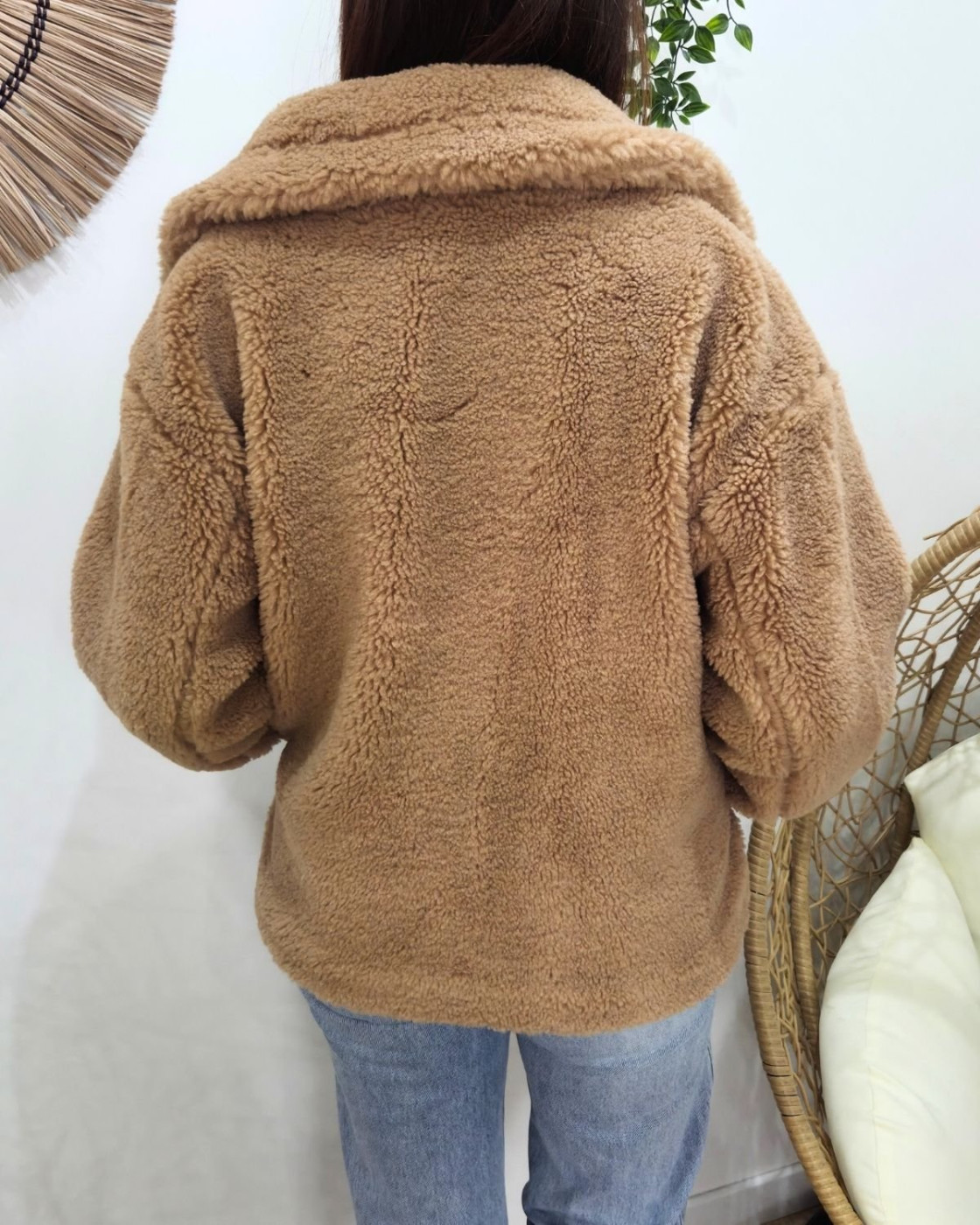 Manteau femme bouclettes camel Viola