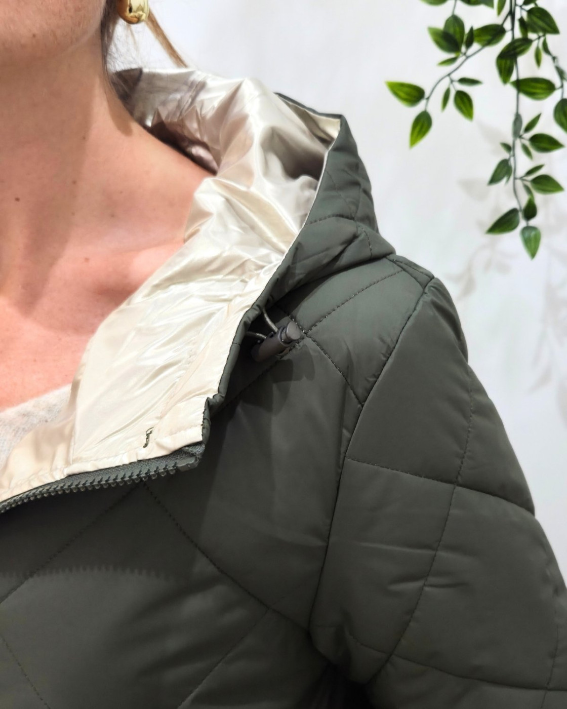 Parka femme kaki matelassée réversible dorée Victoria