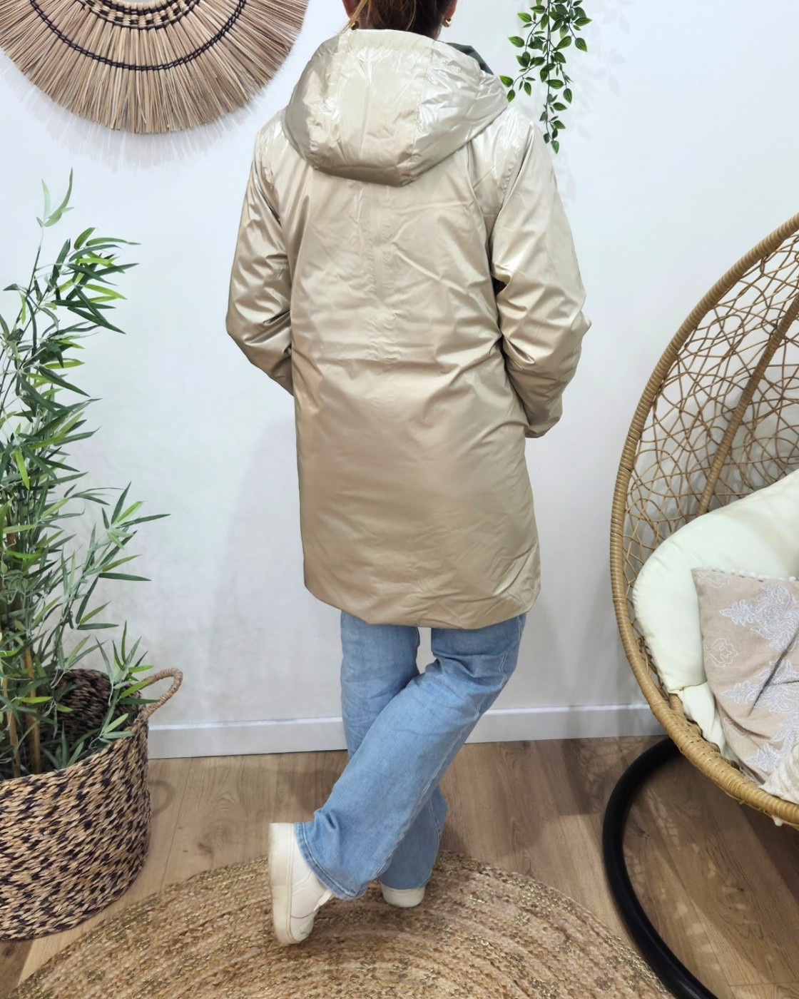Parka femme kaki matelassée réversible dorée Victoria