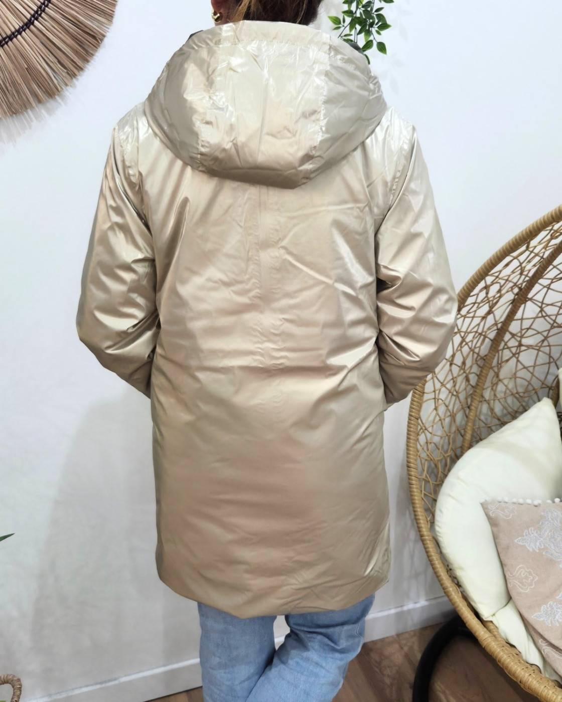 Parka femme kaki matelassée réversible dorée Victoria