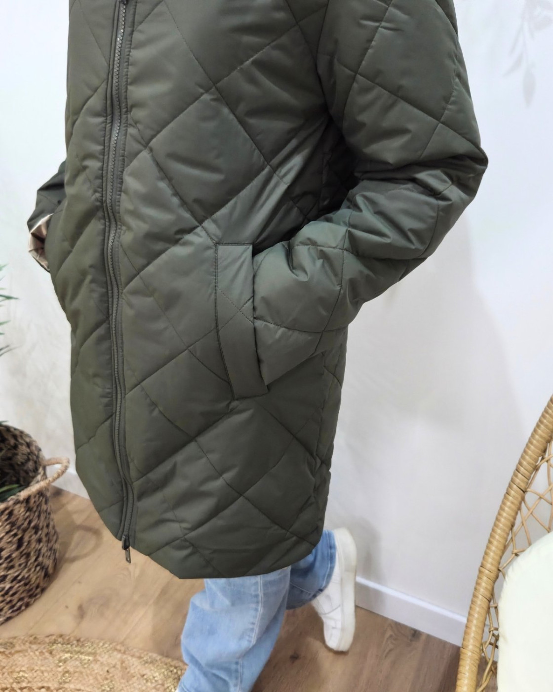 Parka femme kaki matelassée réversible dorée Victoria