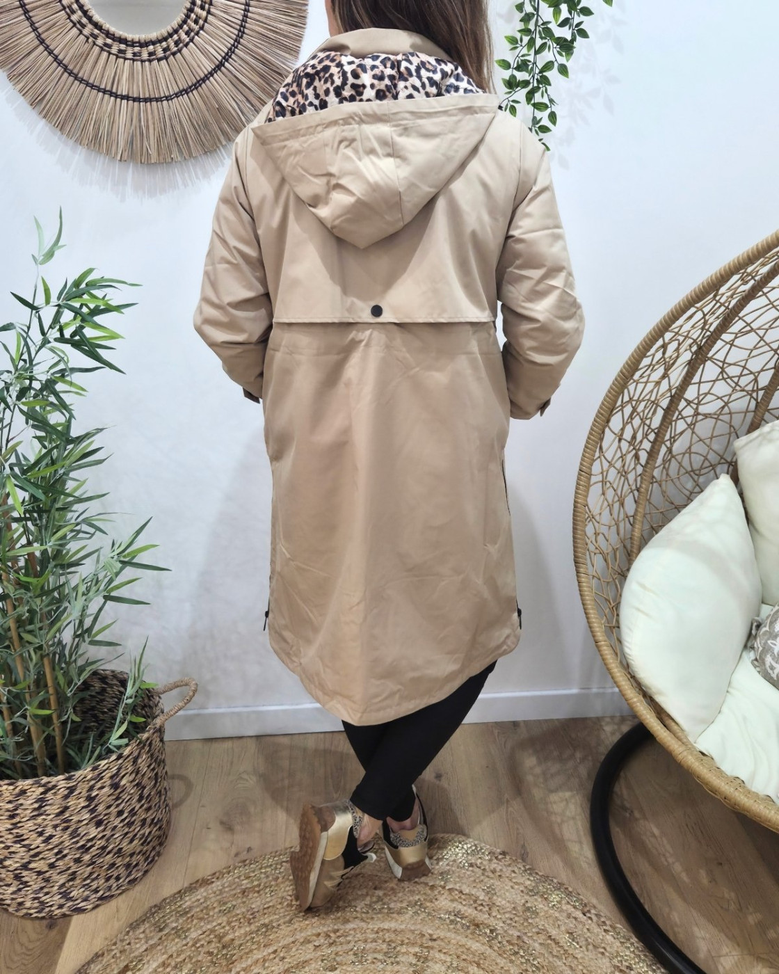 Parka femme longue esprit trench beige Nola