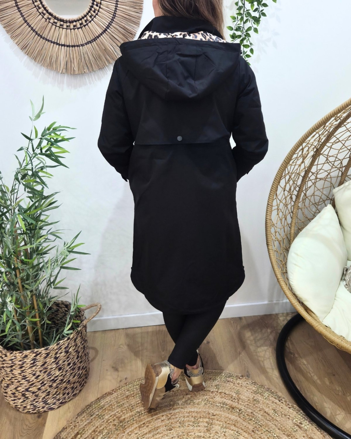 Parka femme longue esprit trench noire Nola