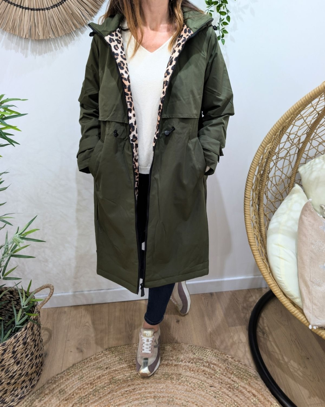 Parka femme longue esprit trench kaki Nola