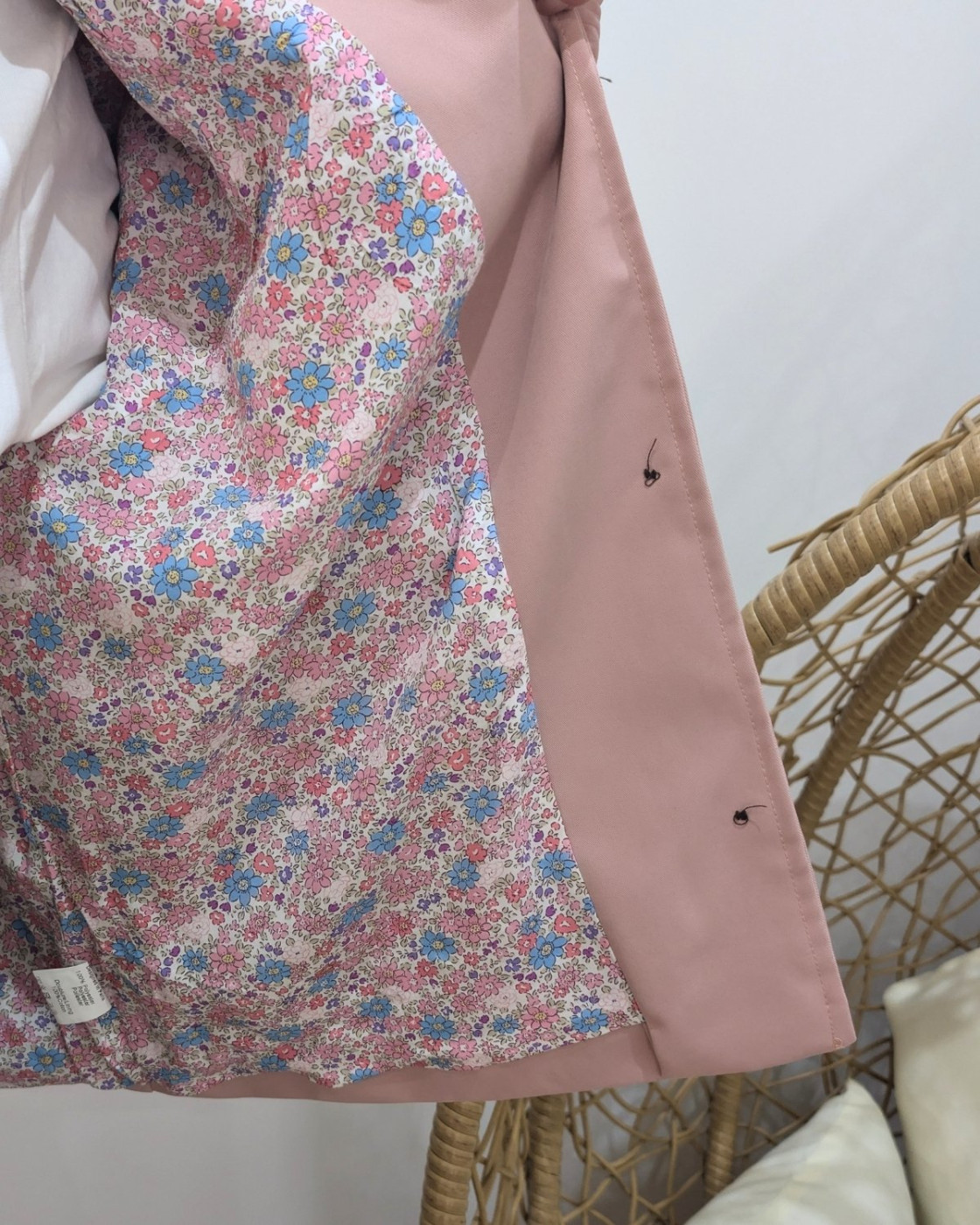 Manteau femme trench court rose intérieur liberty