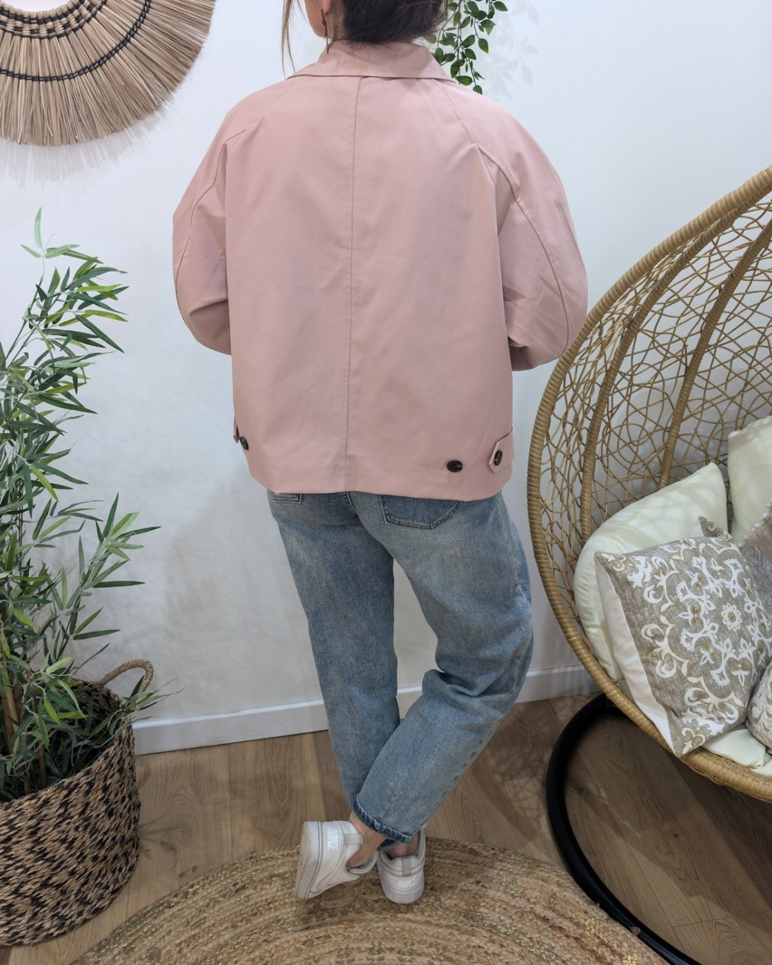 Manteau femme trench court rose intérieur liberty