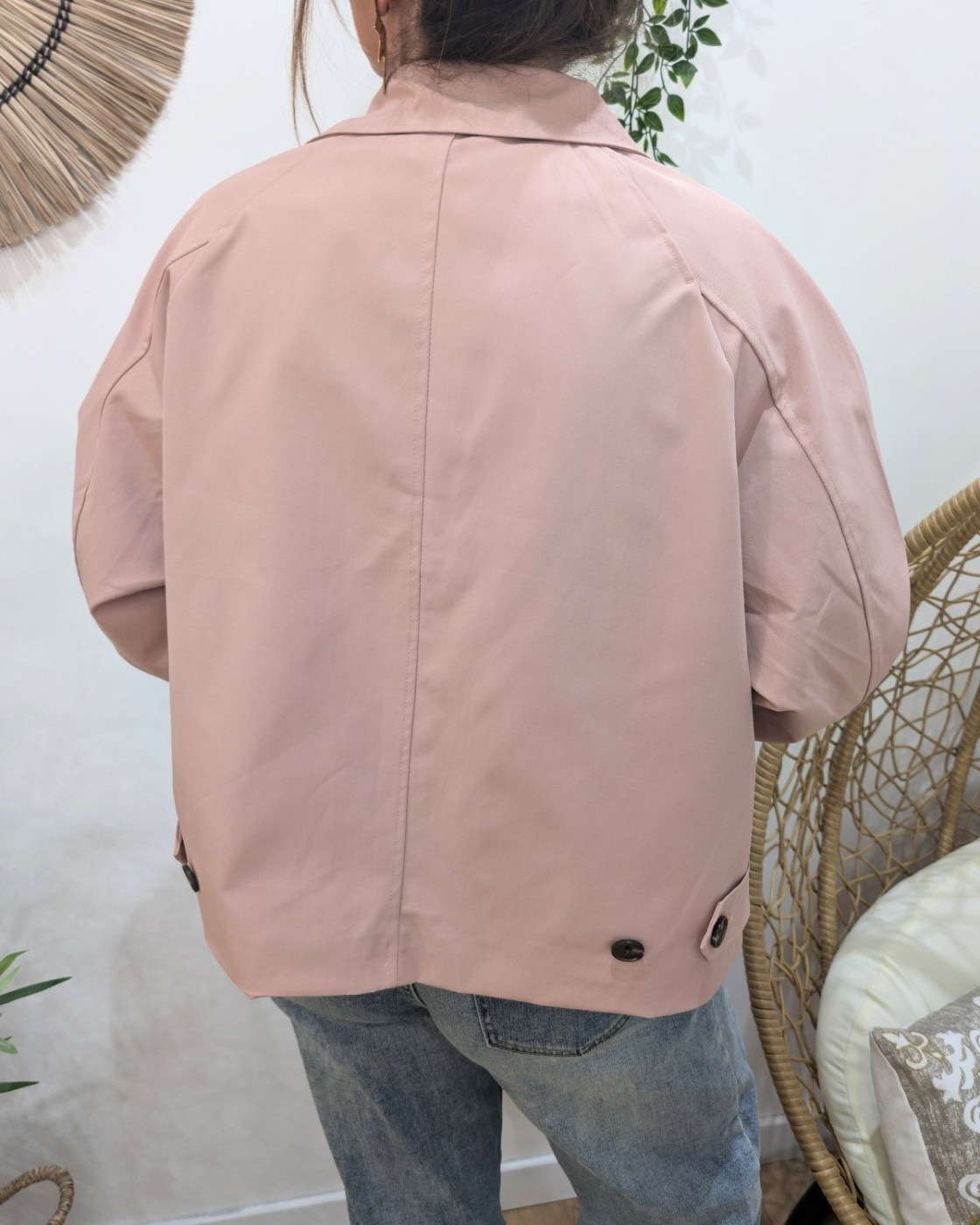 Manteau femme trench court rose intérieur liberty