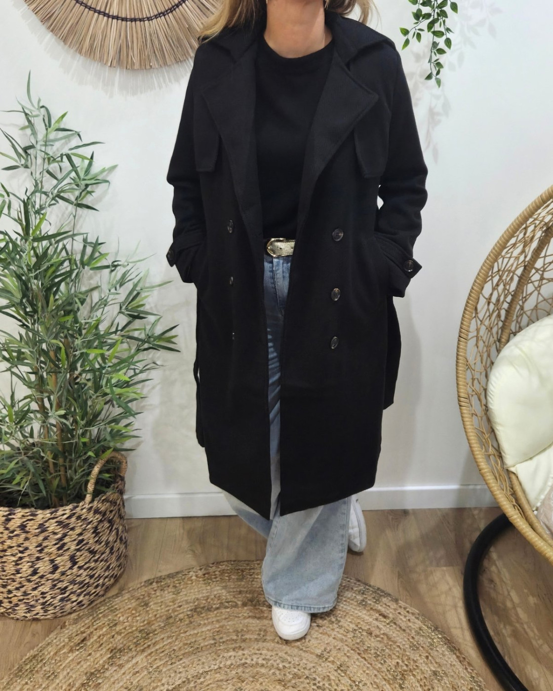 Manteau Trench femme noir Almena
