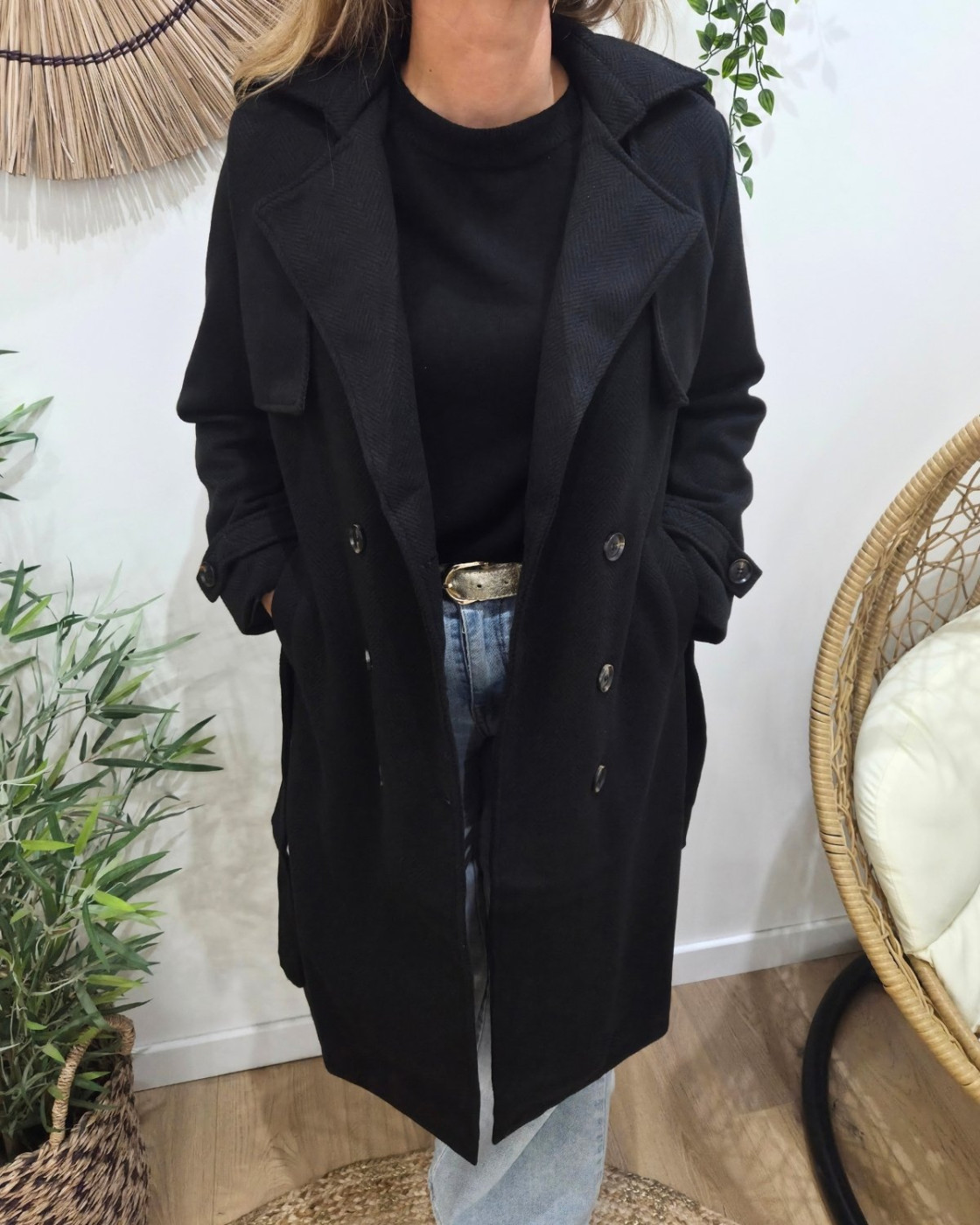 Manteau Trench femme noir Almena
