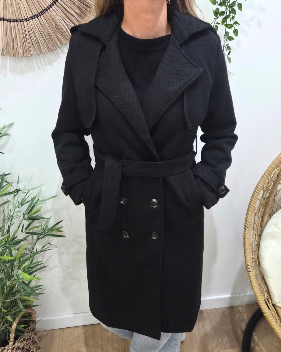 Manteau Trench femme noir Almena