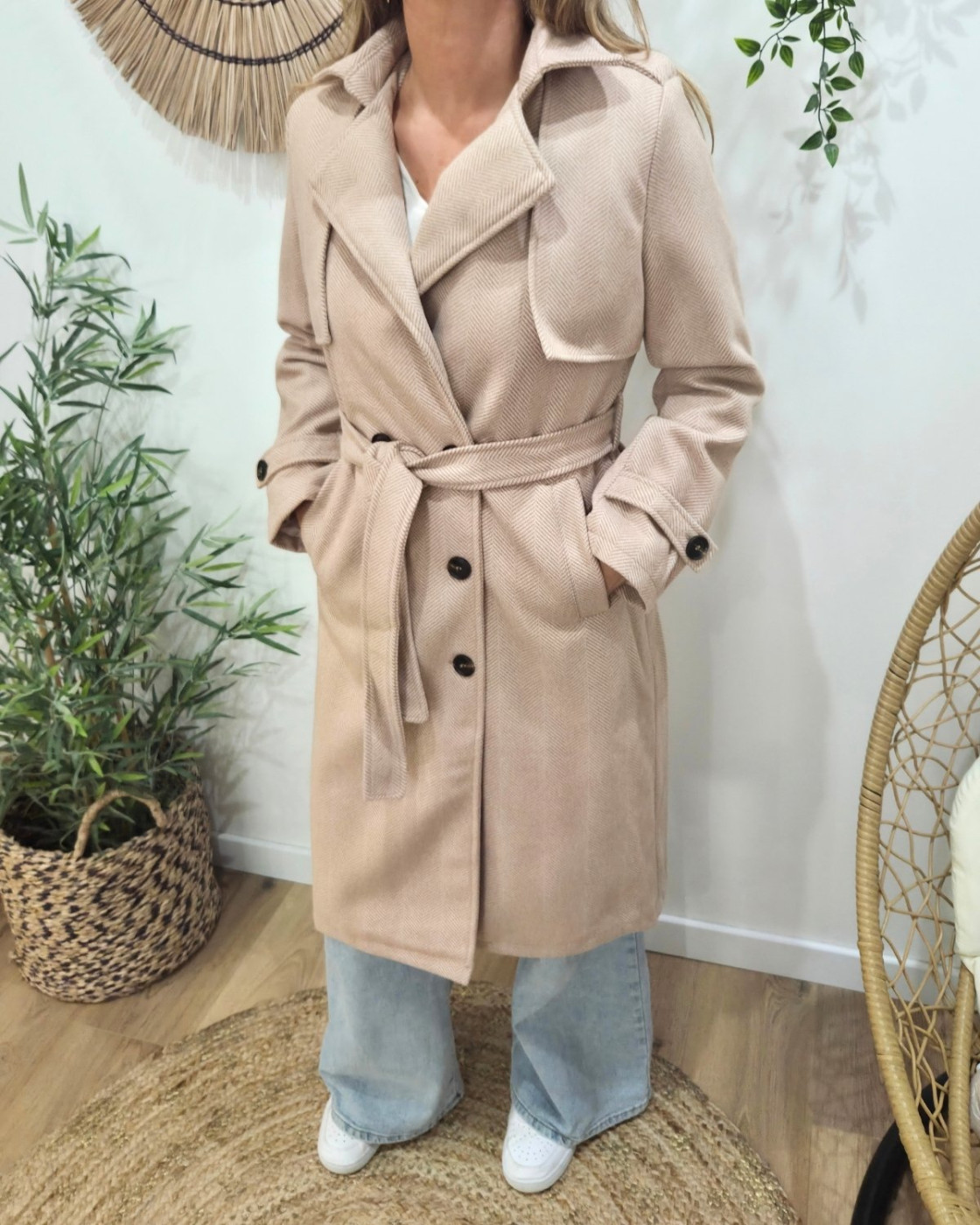 Manteau Trench femme camel clair Almena