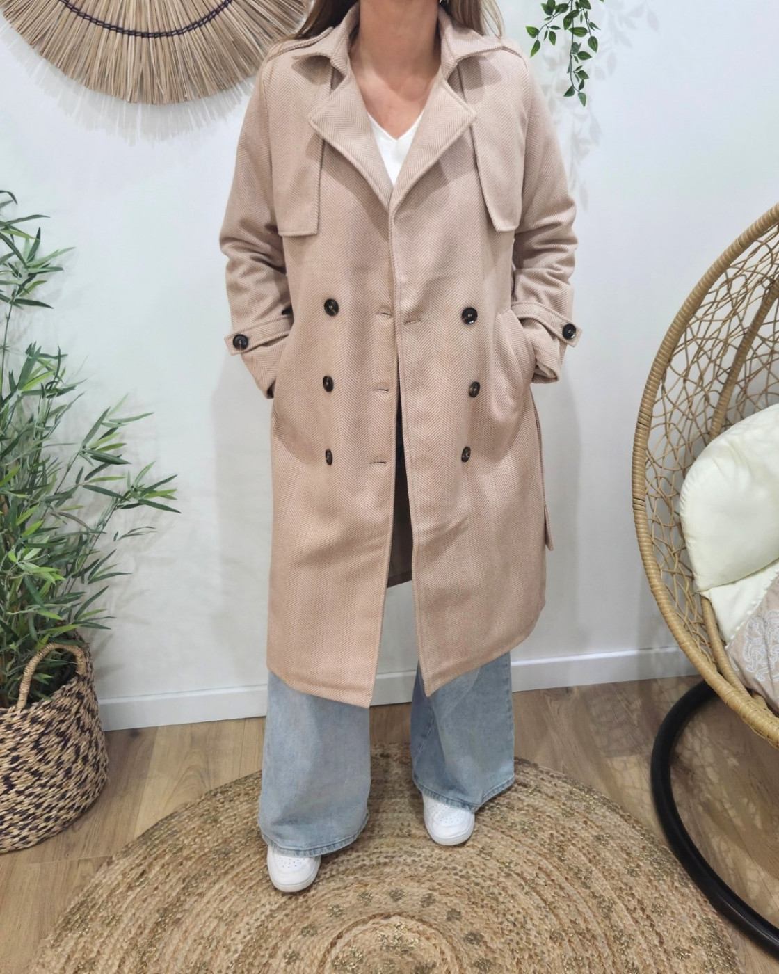 Manteau Trench femme camel clair Almena