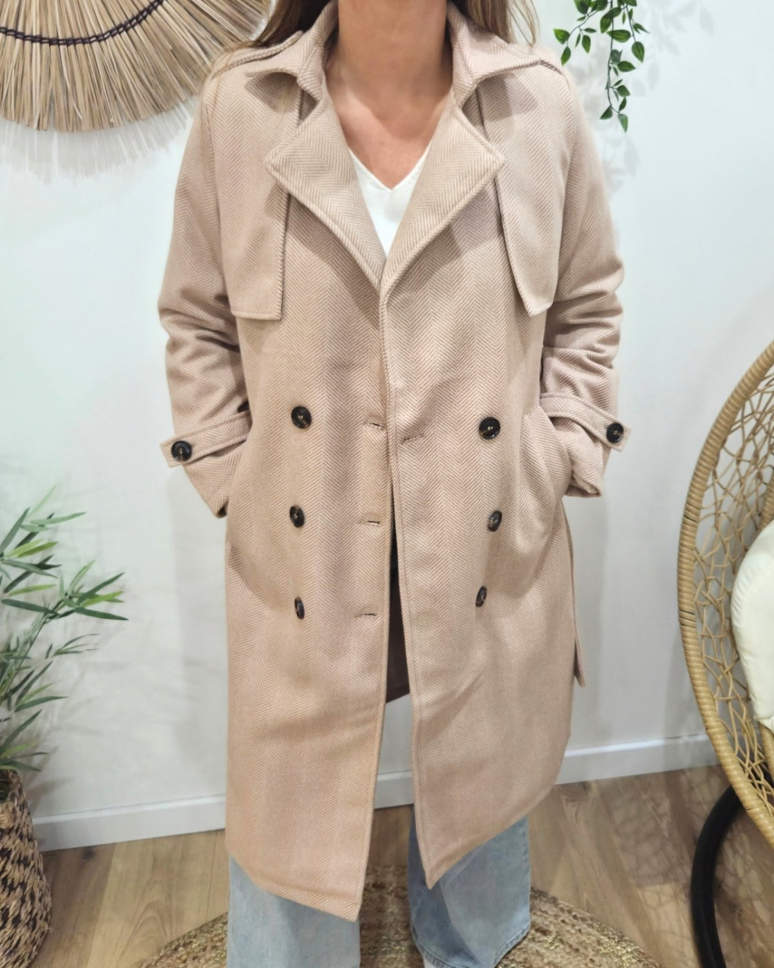 Manteau Trench femme camel clair Almena