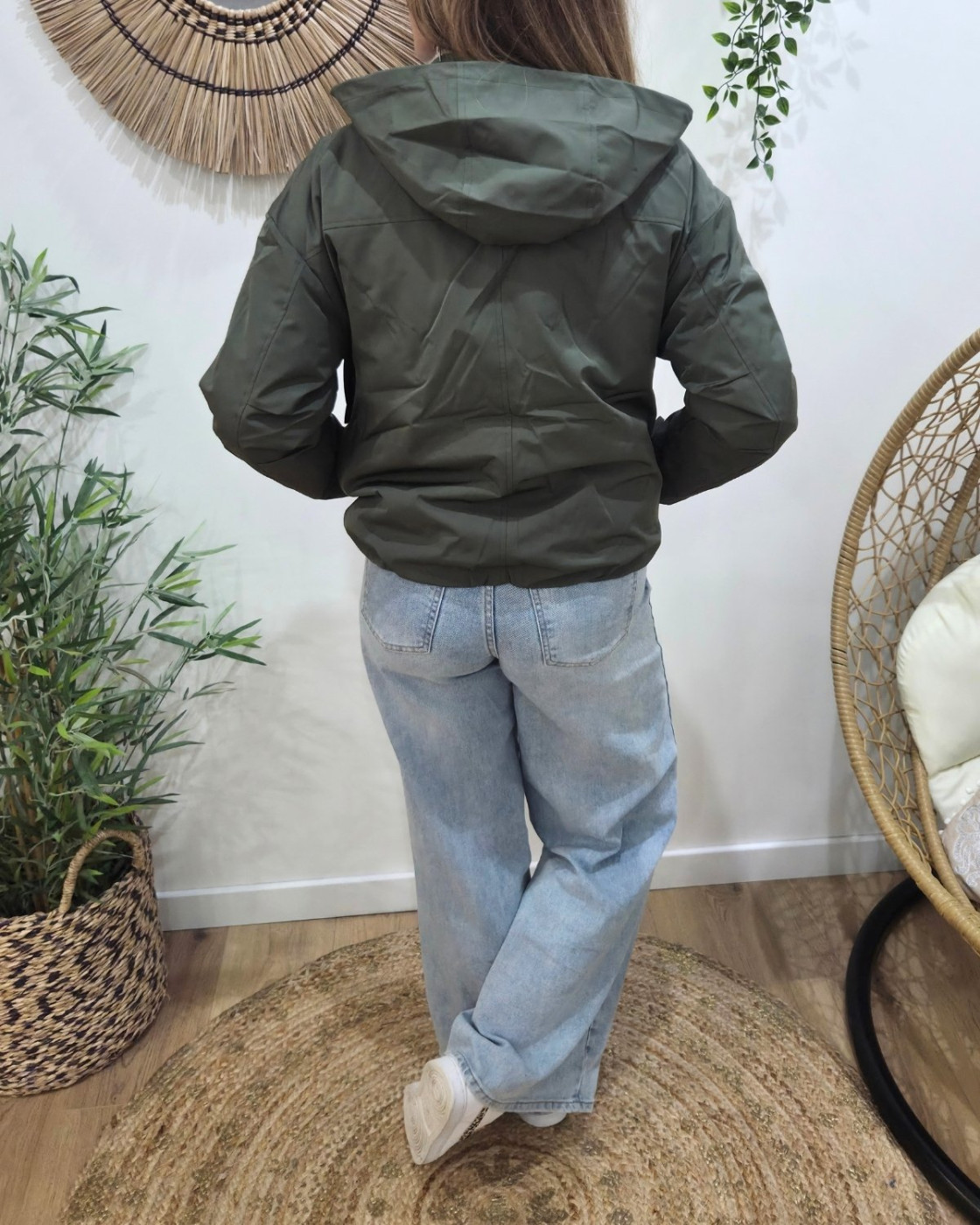 Parka femme kaki fourrée beige Florbela