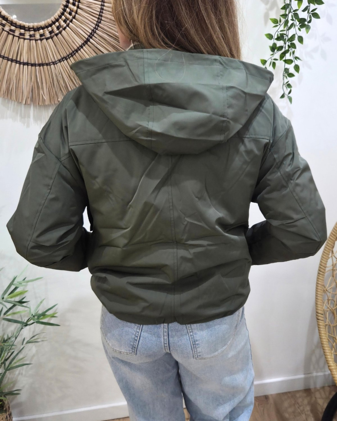 Parka femme kaki fourrée beige Florbela