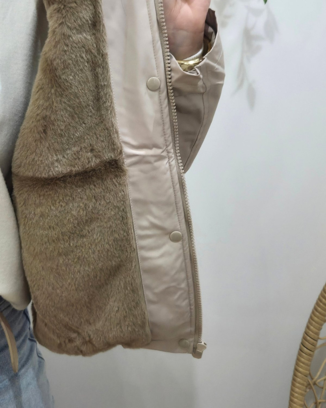 Parka femme beige fourrée camel Florbela