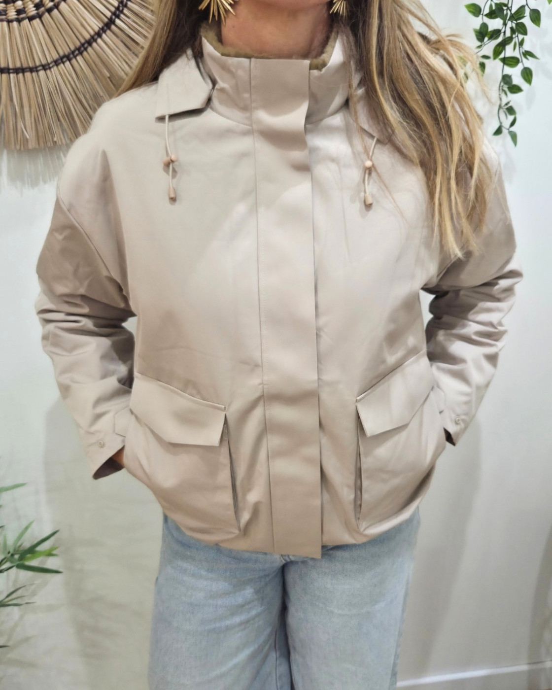 Parka femme beige fourrée camel Florbela
