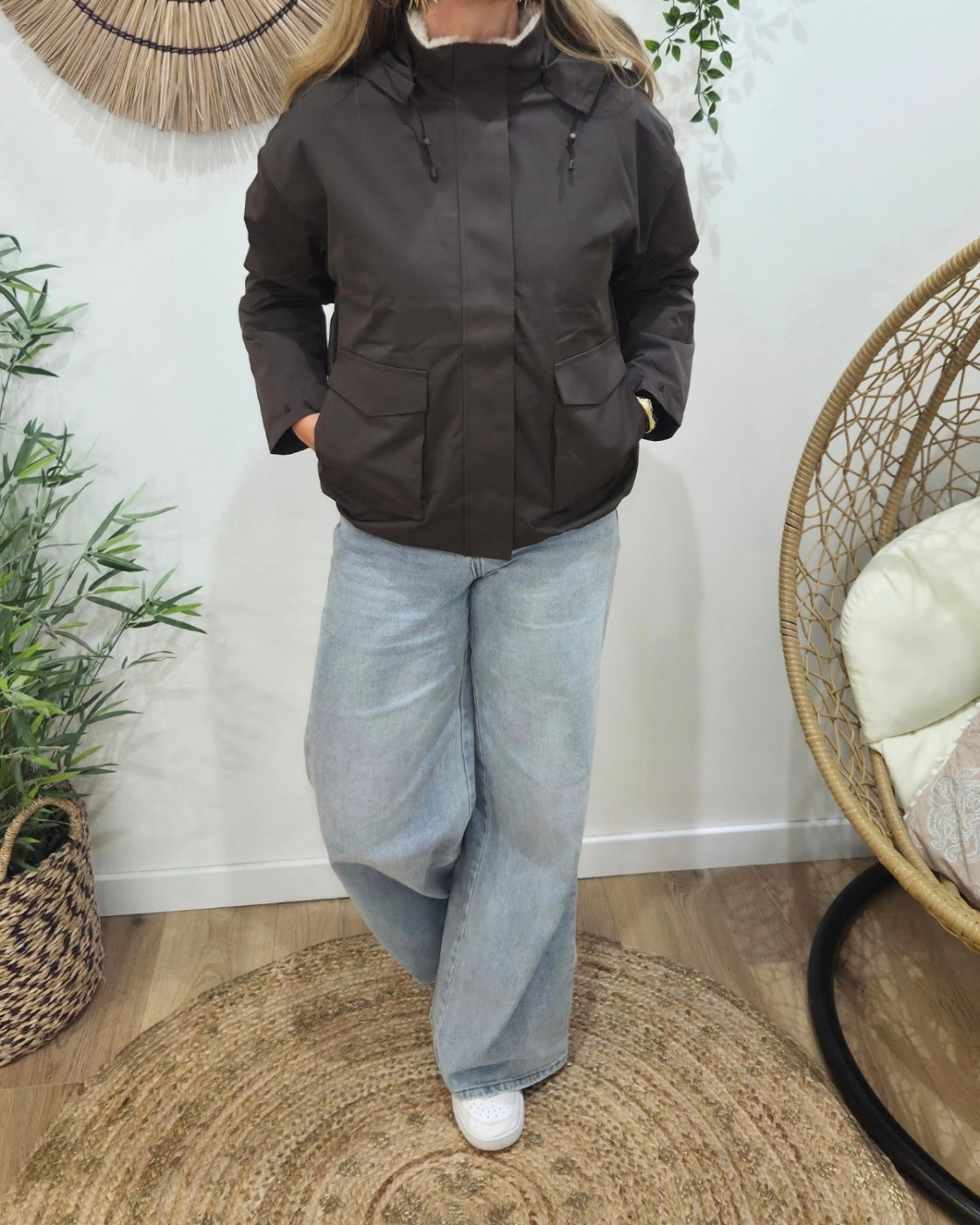 Parka femme marron fourrée beige Florbela