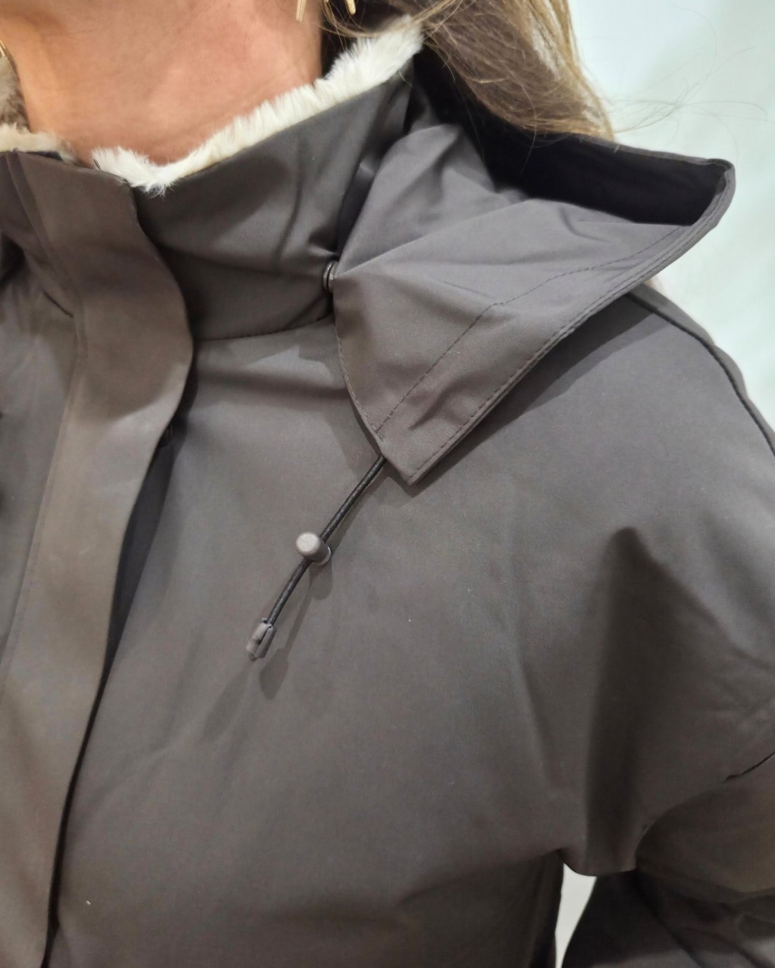 Parka femme marron fourrée beige Florbela