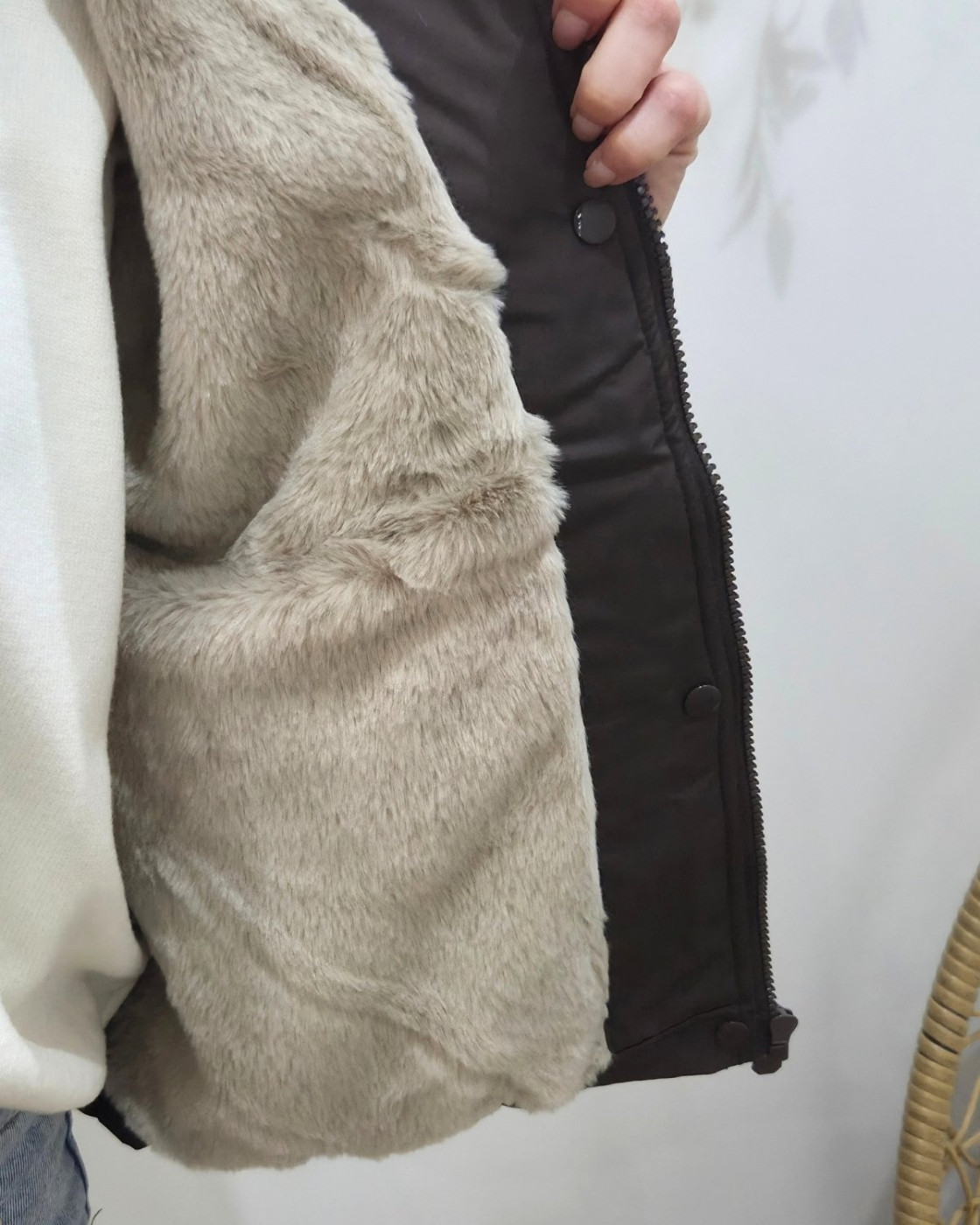 Parka femme marron fourrée beige Florbela