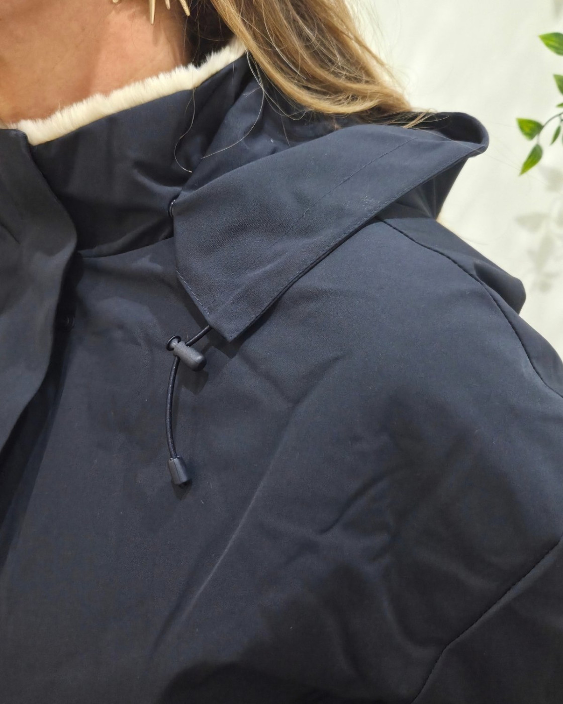 Parka femme marine fourrée beige Florbela