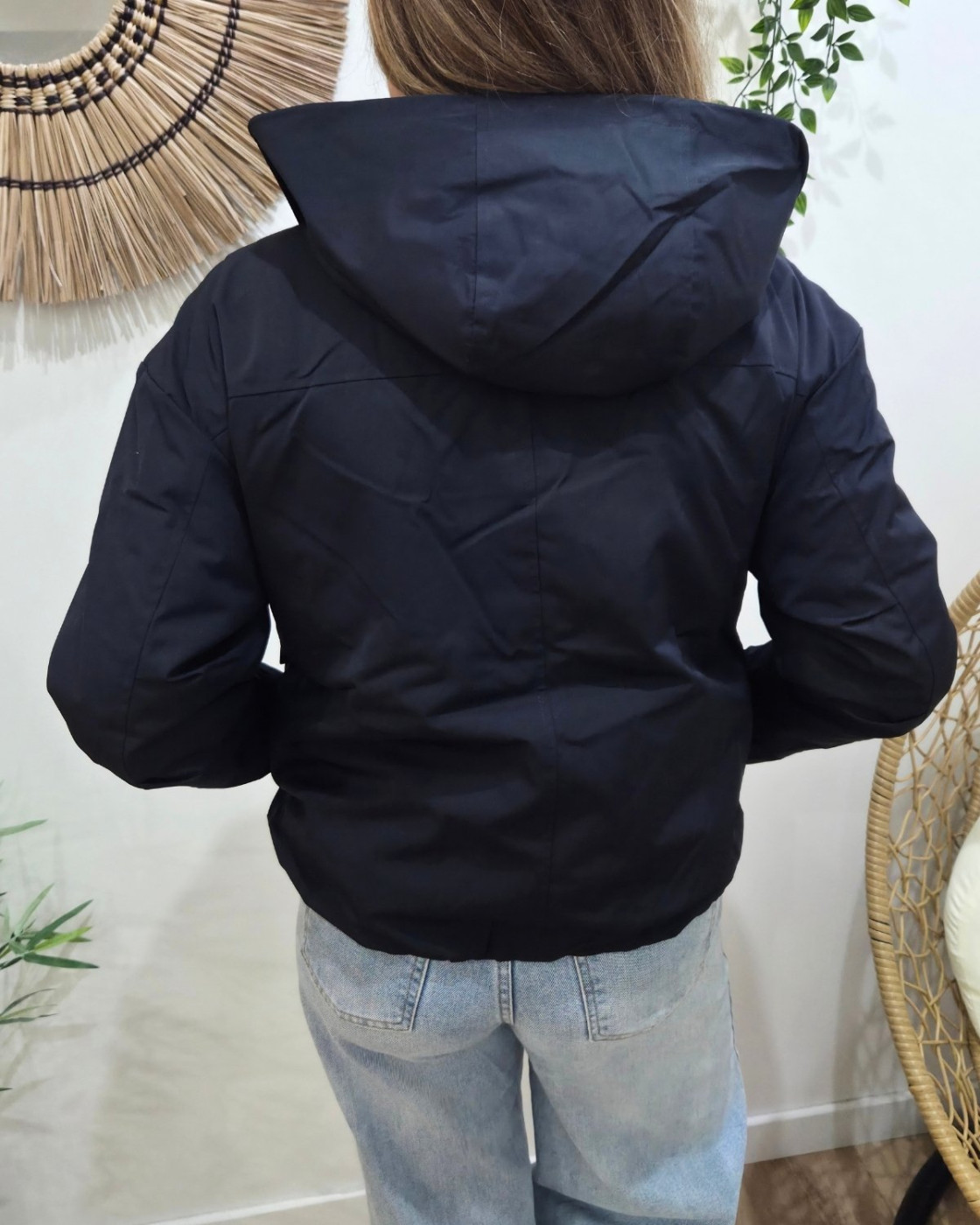 Parka femme marine fourrée beige Florbela