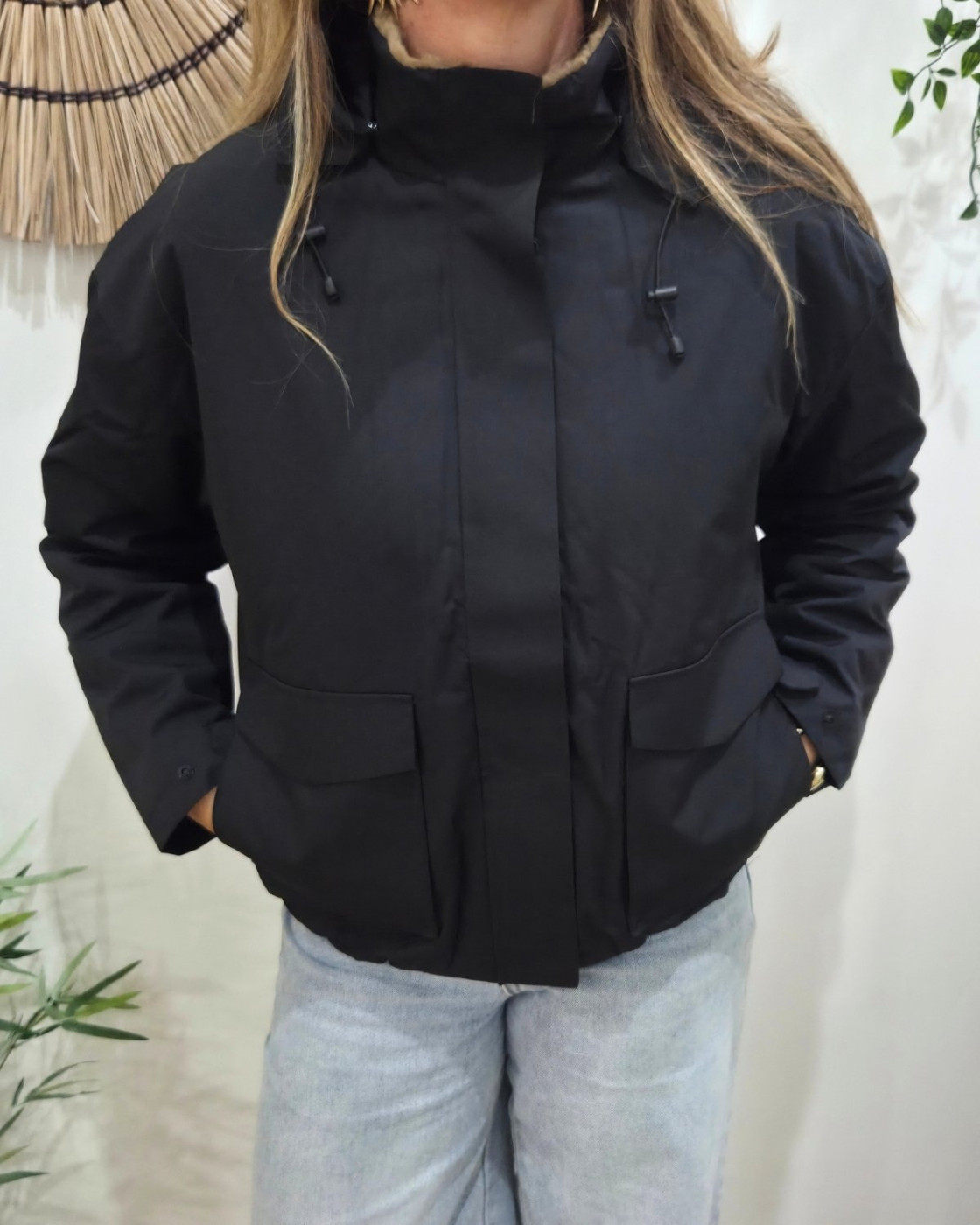 Parka femme noire fourrée camel Florbela