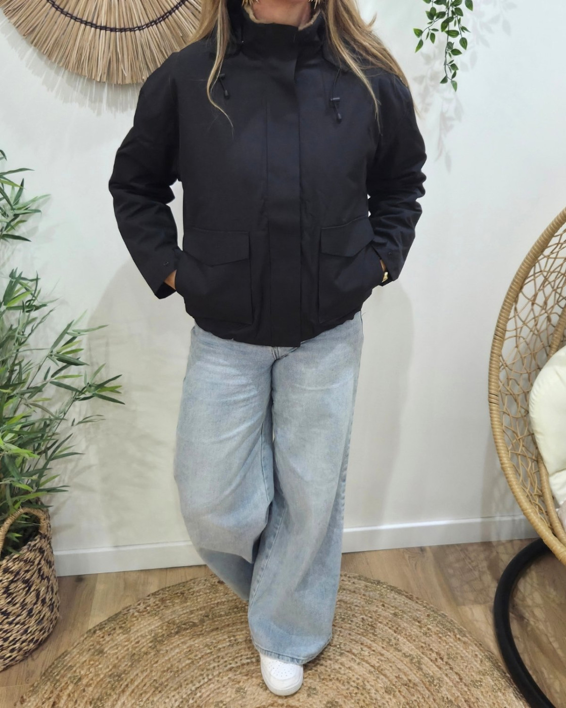 Parka femme noire fourrée camel Florbela