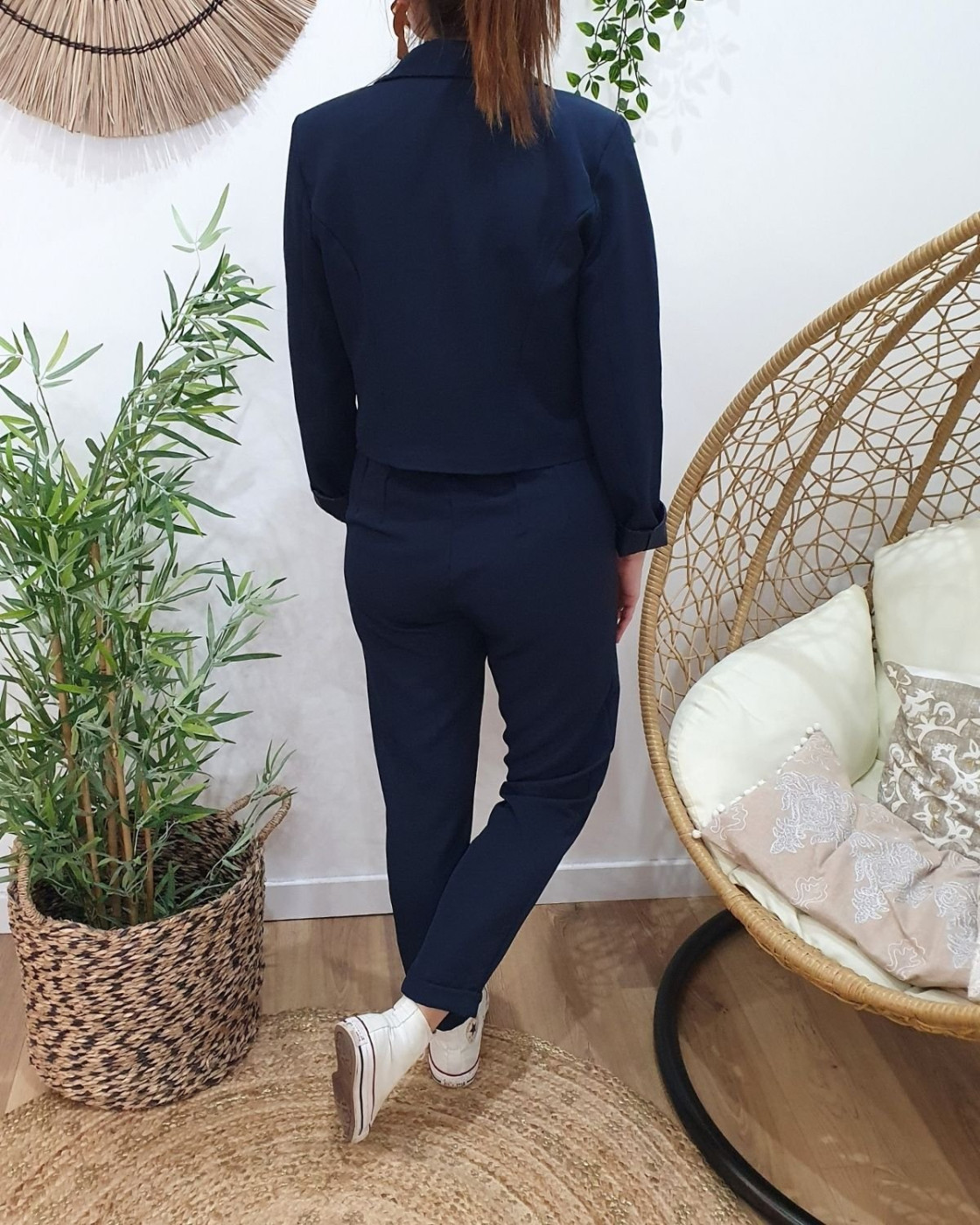 Pantalon de tailleur femme bleu marine