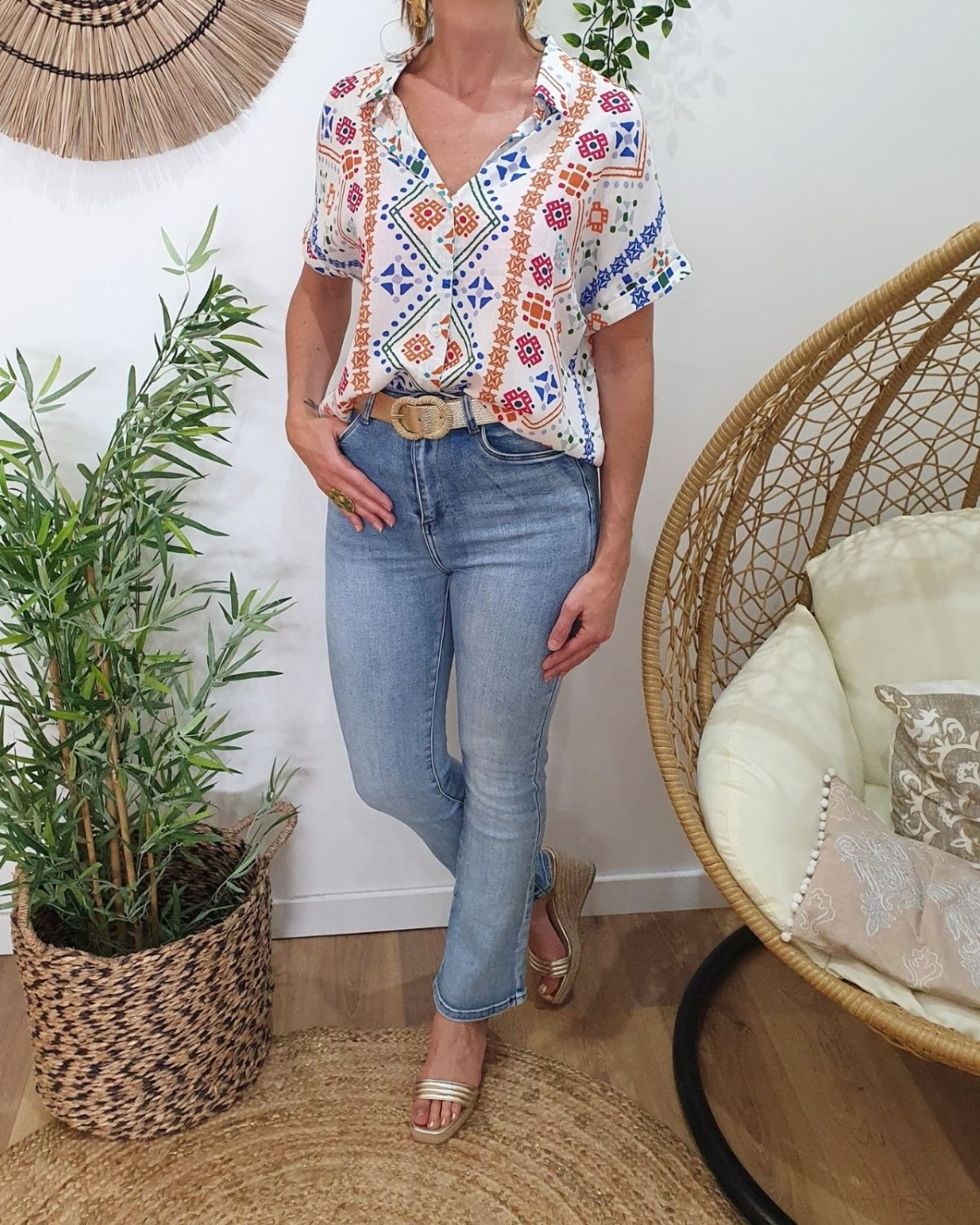 Jean femme flare bleu clair délavé taille haute