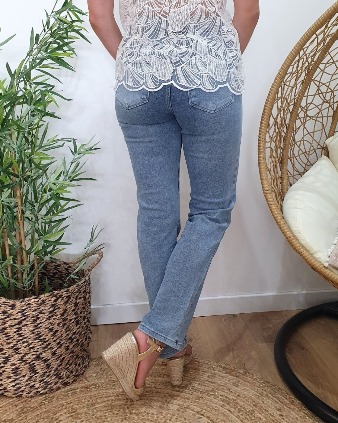Jean femme droit bleu clair coupe confort
