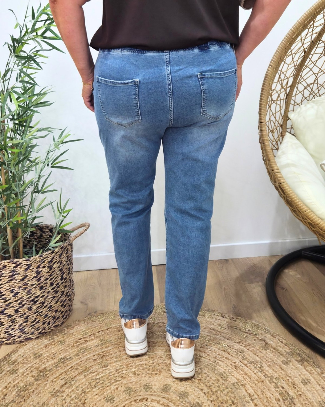 Jean femme élastiqué grande taille bleu clair 