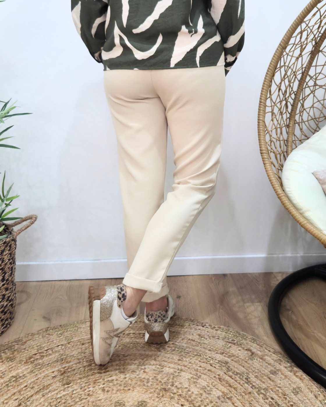 Pantalon de tailleur femme beige