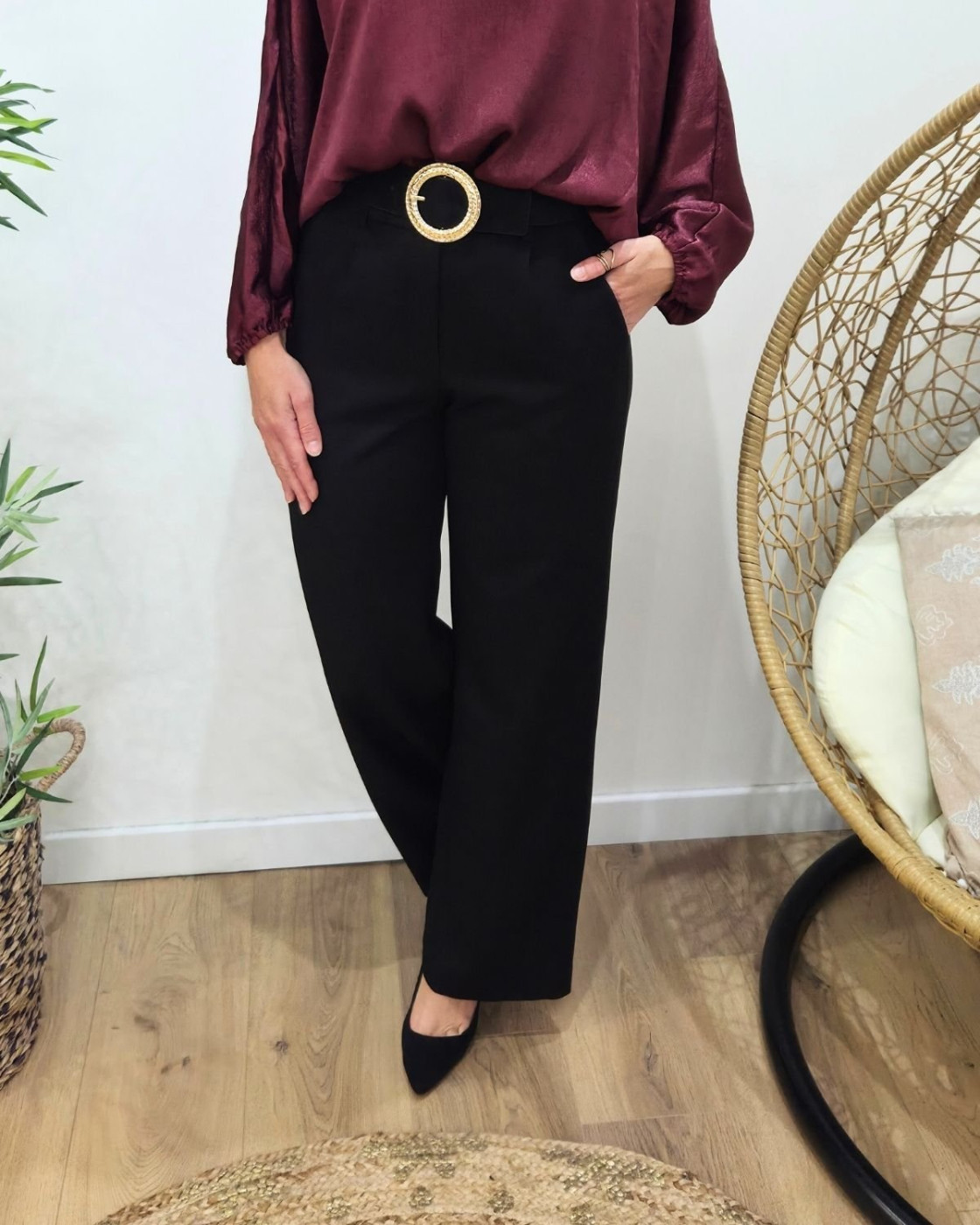 Pantalon femme noir fluide Zéa