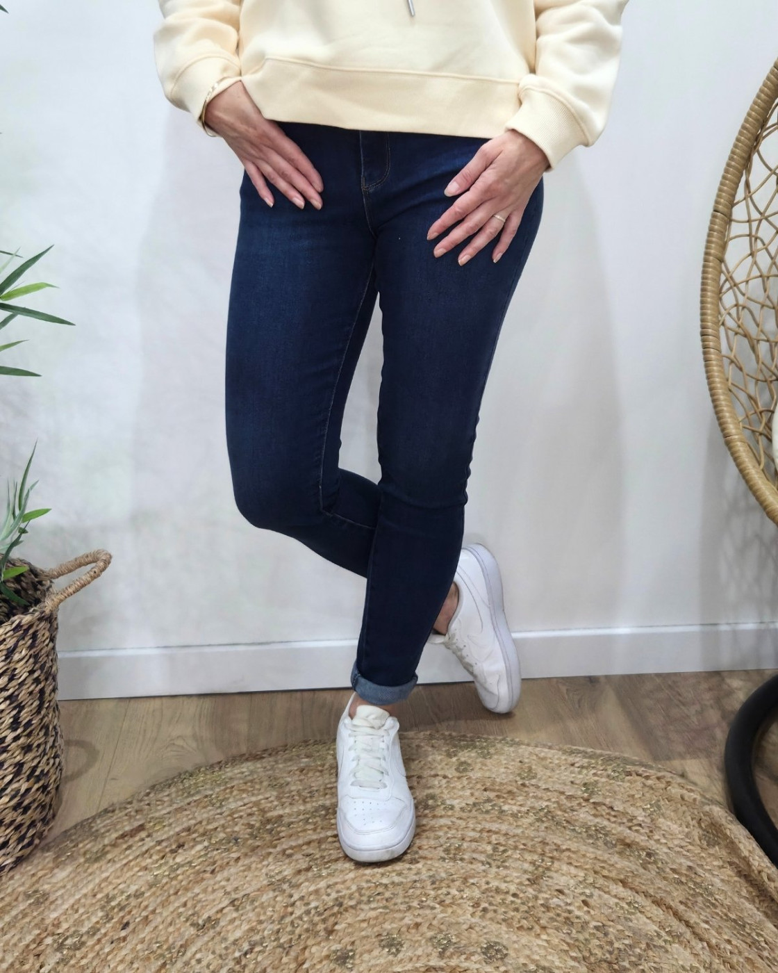 Jean femme bleu foncé skinny push up