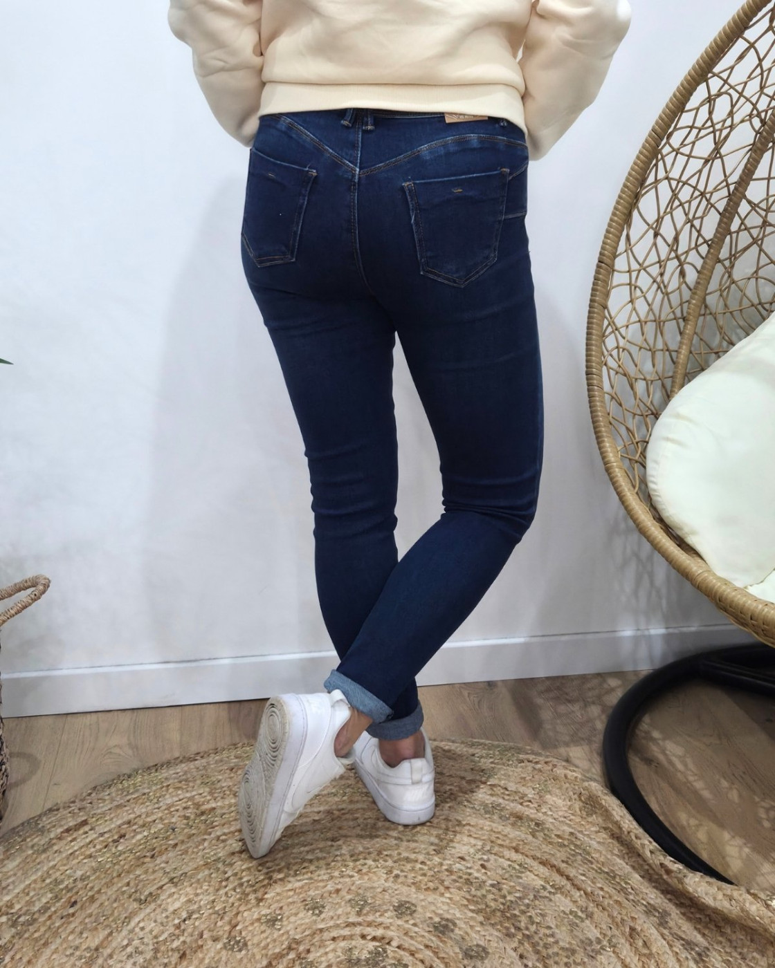 Jean femme bleu foncé skinny push up