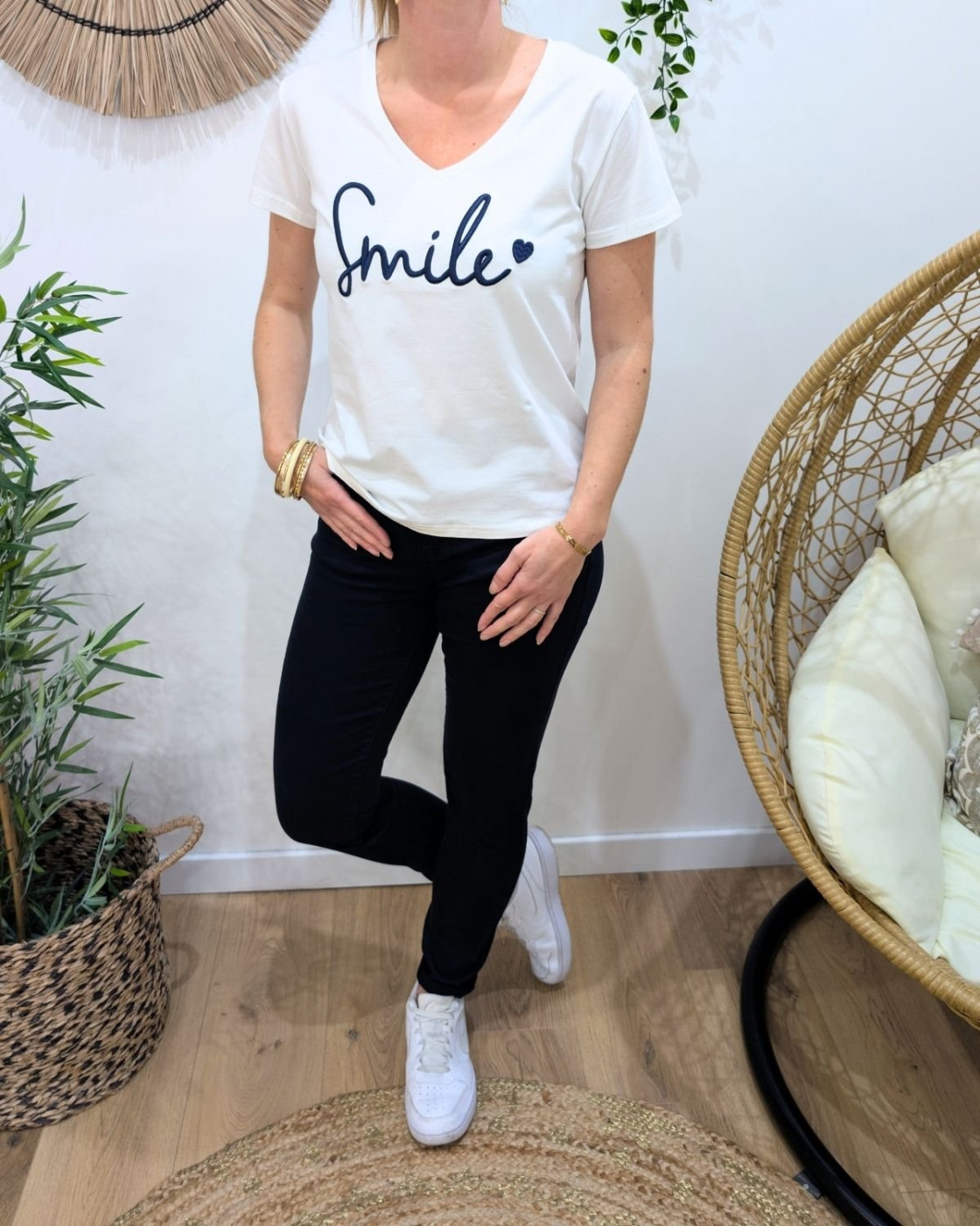 Pantalon femme bleu marine slim coupe confort push up