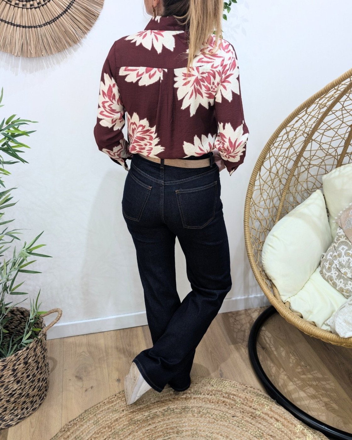 Jean femme Wide leg bleu brut coupe confort