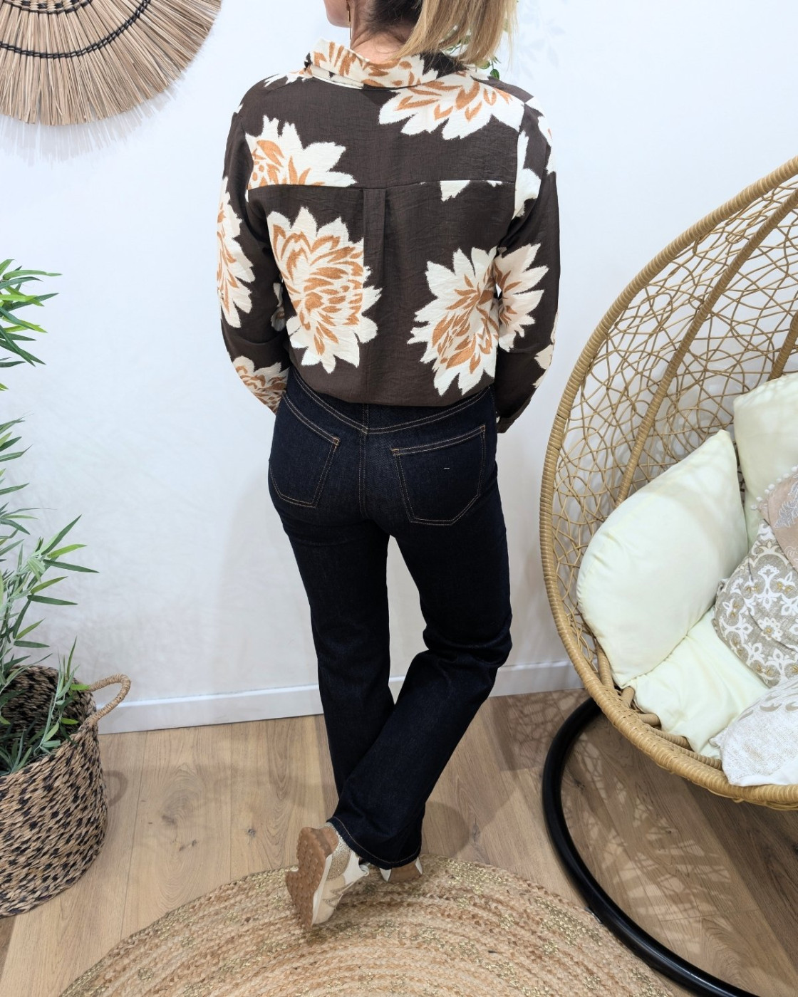 Jean femme bleu brut wide leg