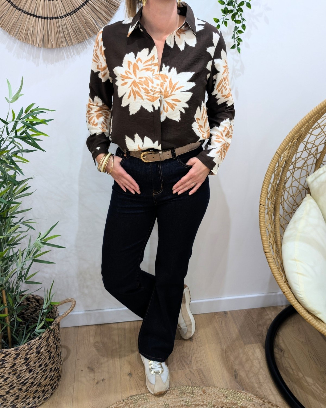 Jean femme bleu brut wide leg