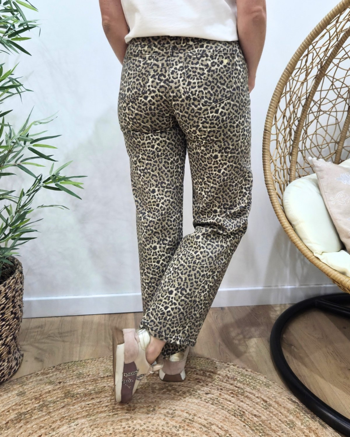 Jean léopard coeur doré Hildur