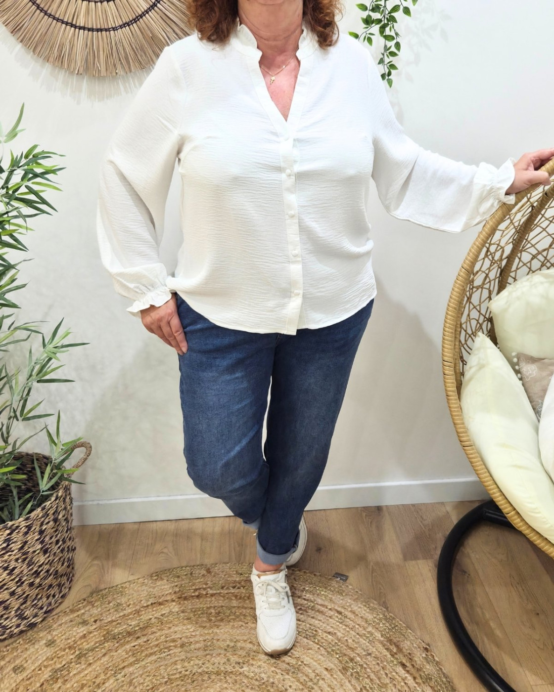 Jean femme élastiqué grande taille bleu foncé Irisia