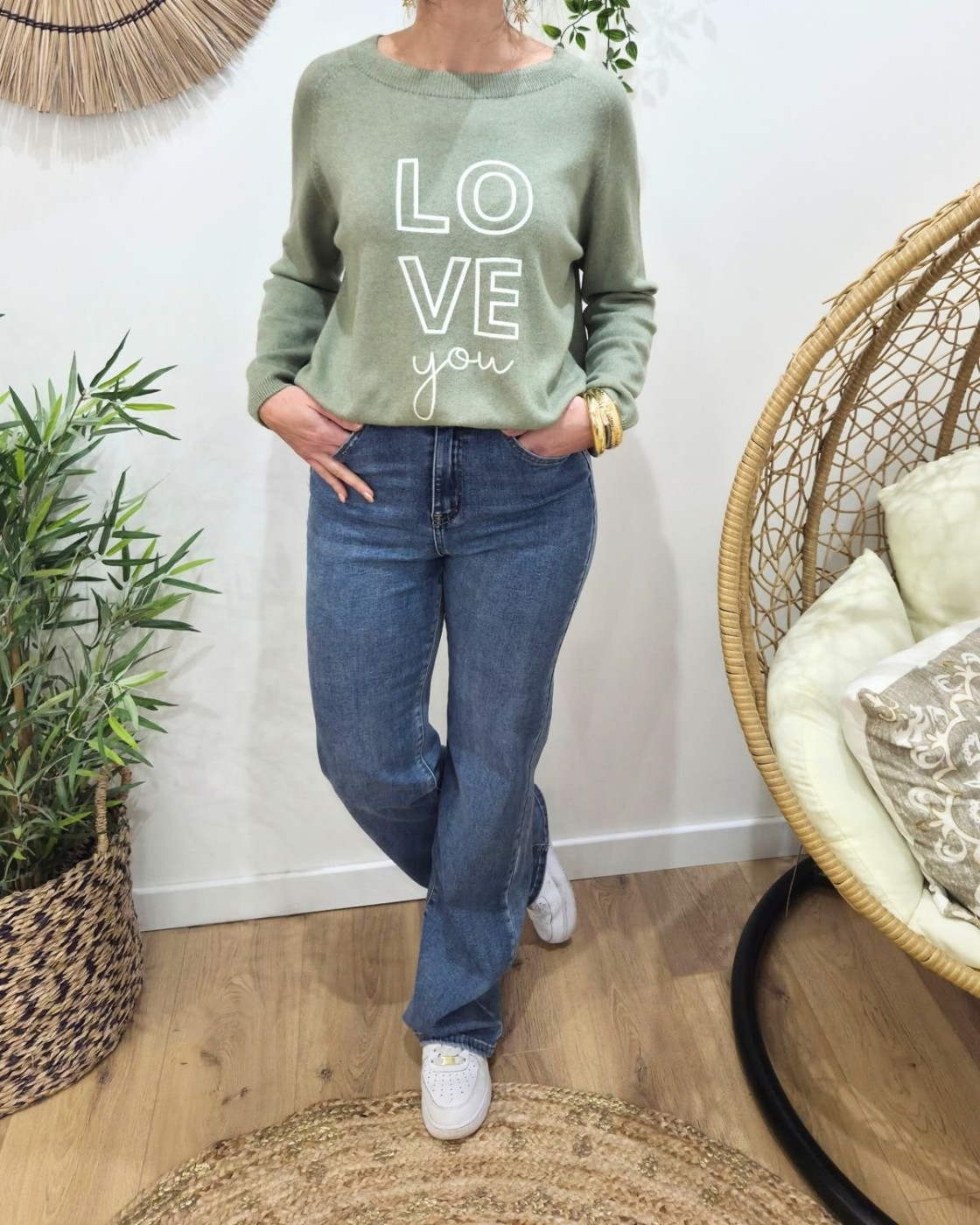 Jean femme bleu moyen wide leg extra long