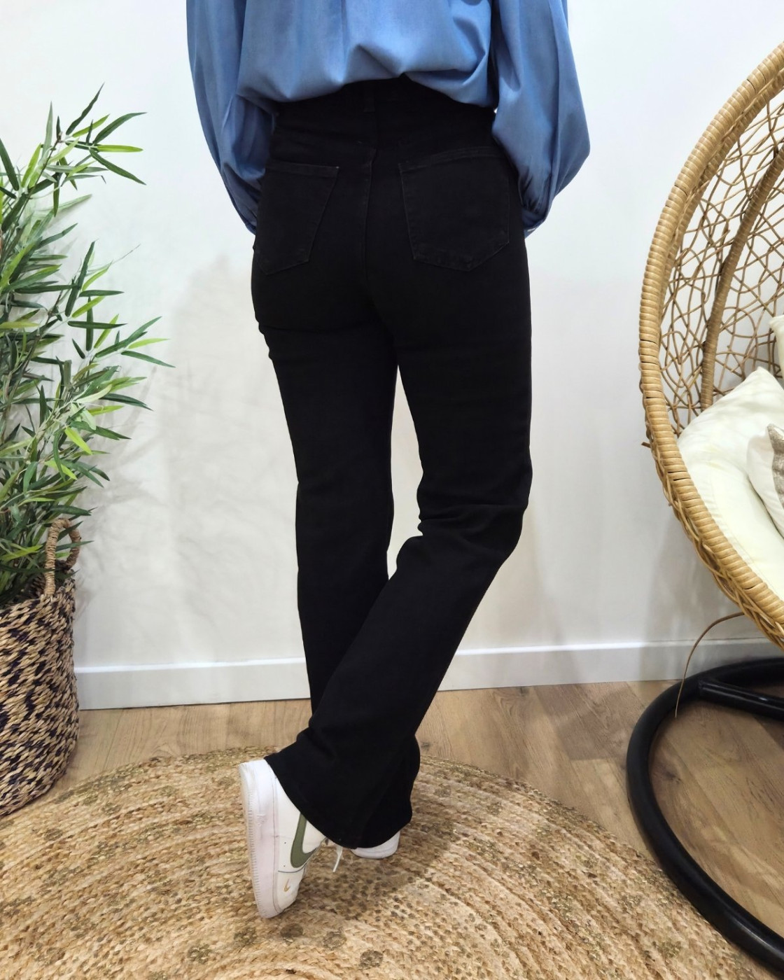 Jean femme noir wide leg