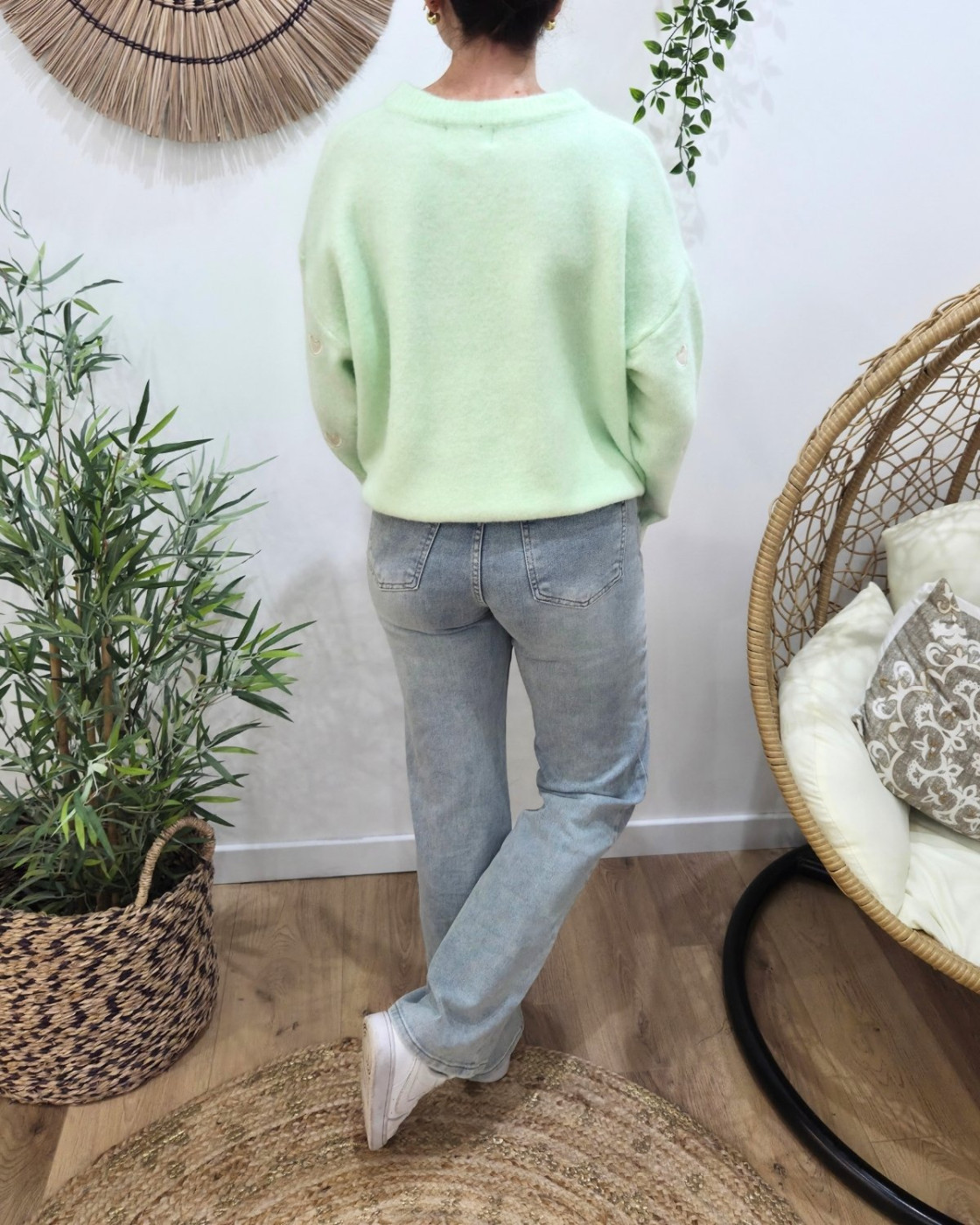 Jean femme Wide leg bleu clair délavé coupe confort