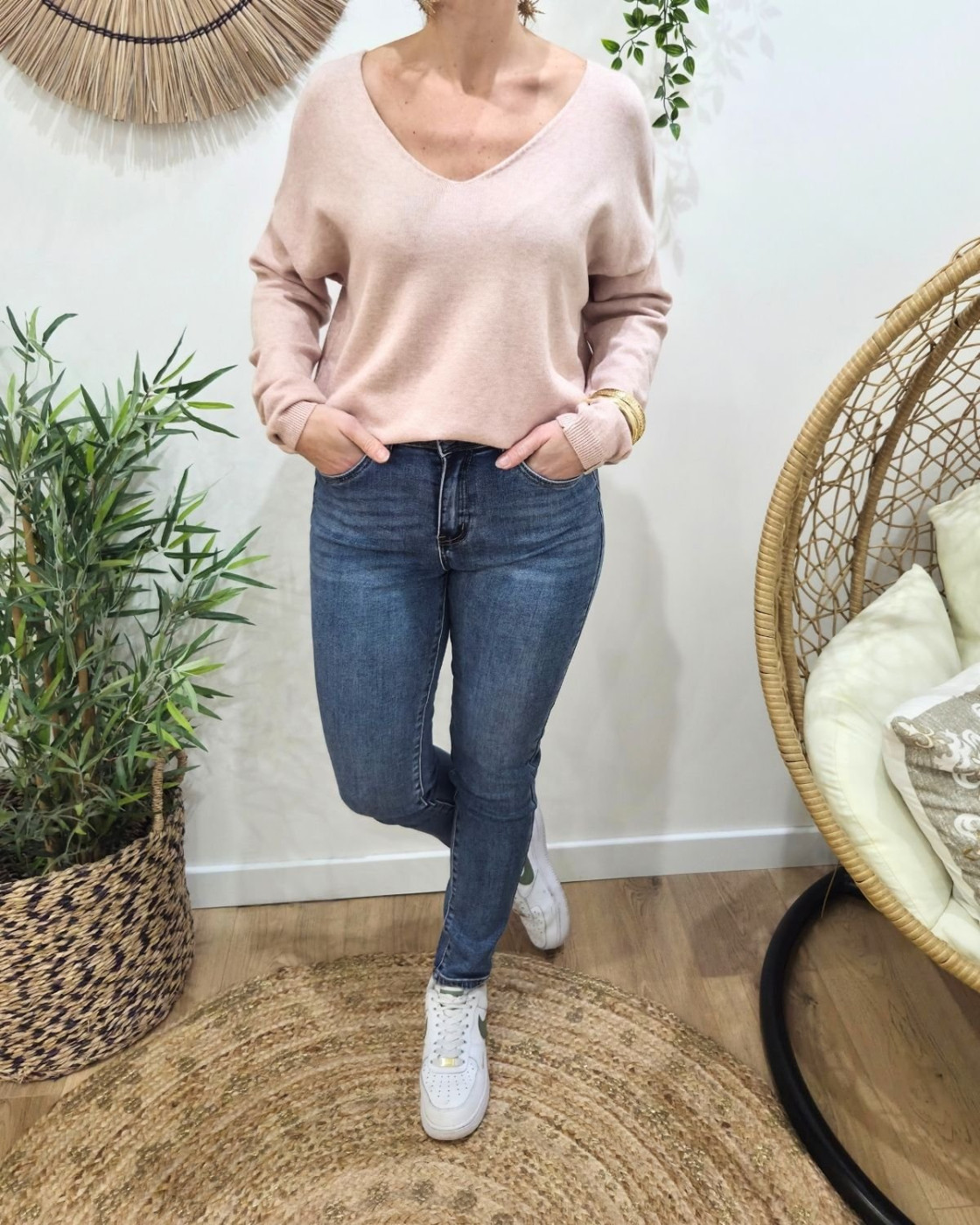 Jean femme slim power stretch bleu moyen coupe confort